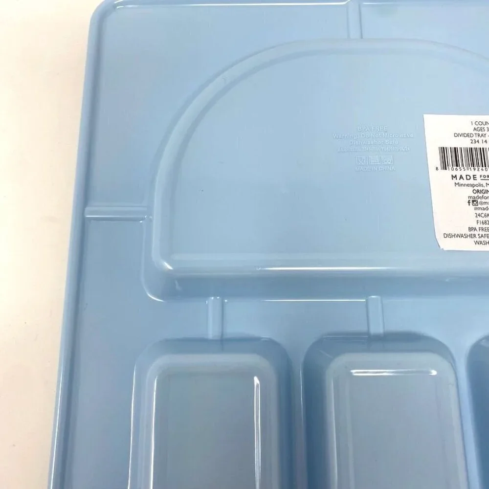Target Blue Penguin Divided Food Tray Plate 4 Compartments BPA Free